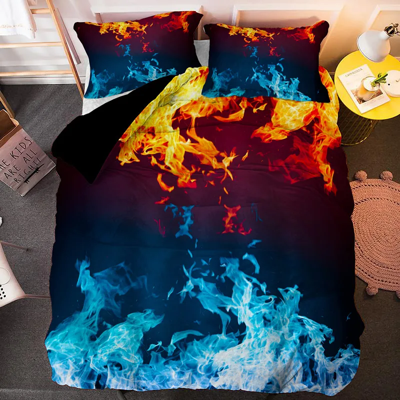 Colorful Flame Bedding Set Single Twin Full Queen King Size Ice And Fire Blaze Bed Sets Children Adult Bedroom Duvet Cover