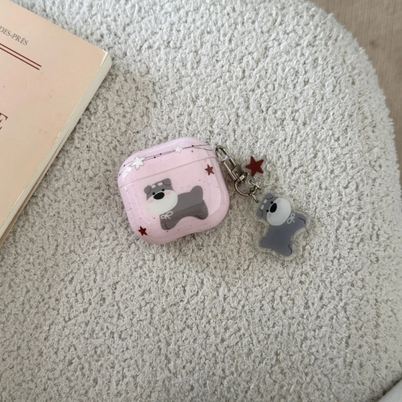 スプラッシュインクグレー子犬イヤホンケース Appleairpods3/4対応漫画ペンダントPRO2/PRO3個性
