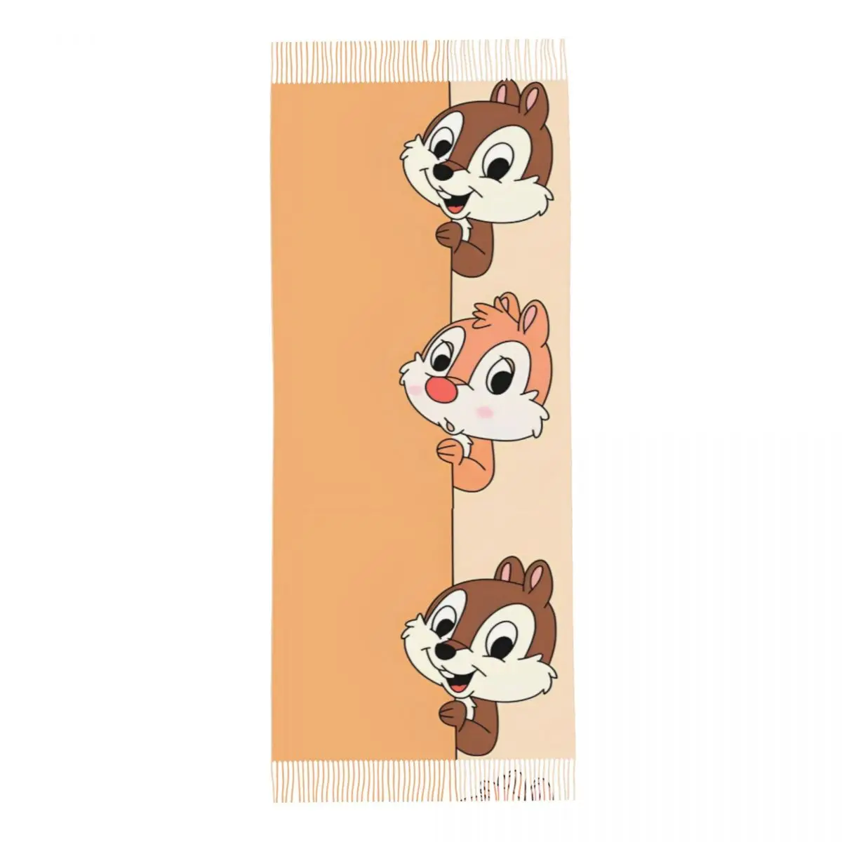 Chip 'n' Dale Lenço fofo de desenho animado para mulheres, xales de pashmina de inverno quentes e cachecóis grandes com borla, uso diário