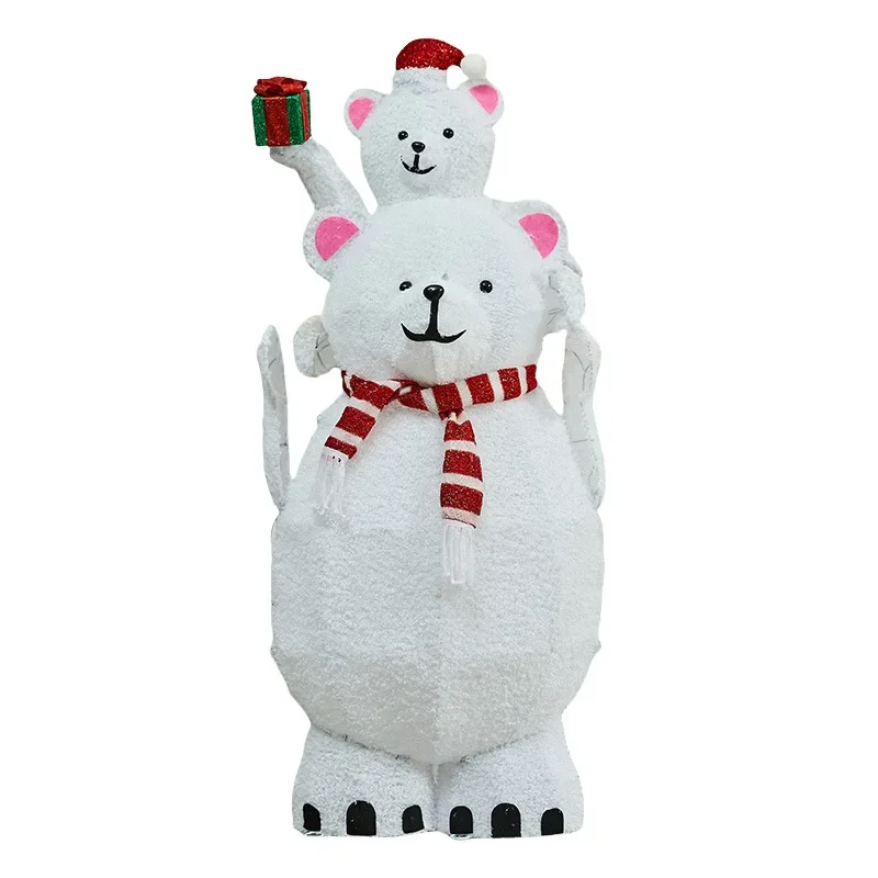 

Christmas decoration polar bear wrought iron ornament luminous bear street light ornament