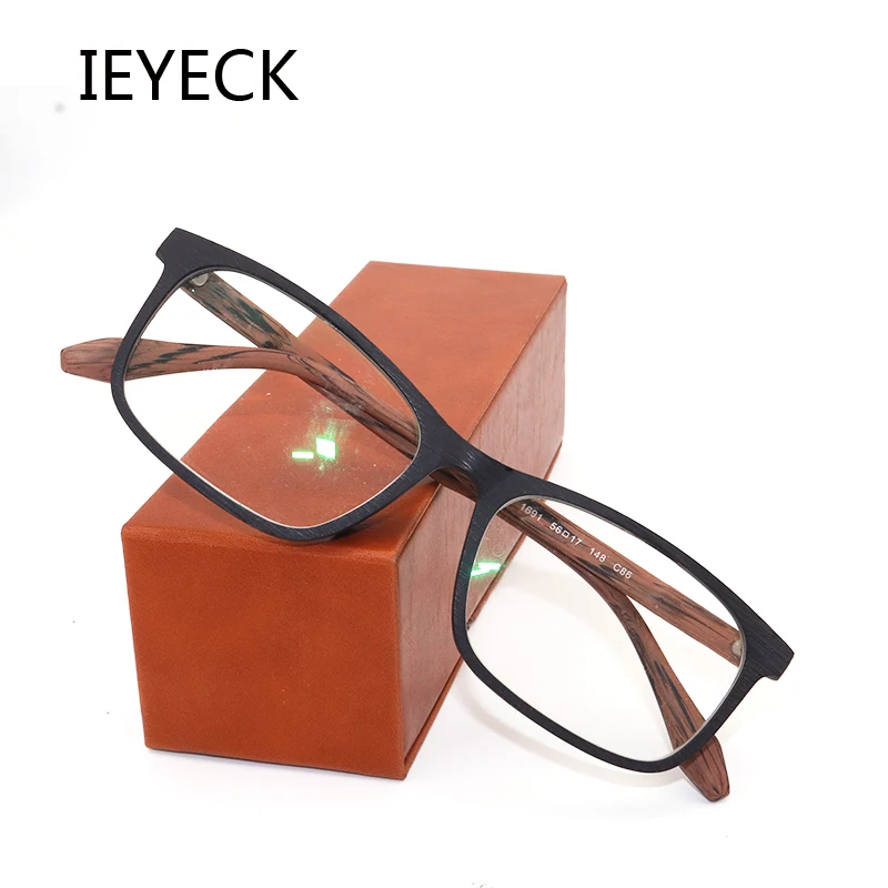 

IEYECK прямоугольная деревянная оправа для очков, мужские сверхлегкие женские винтажные очки по рецепту, ретро оптические оправы, очки