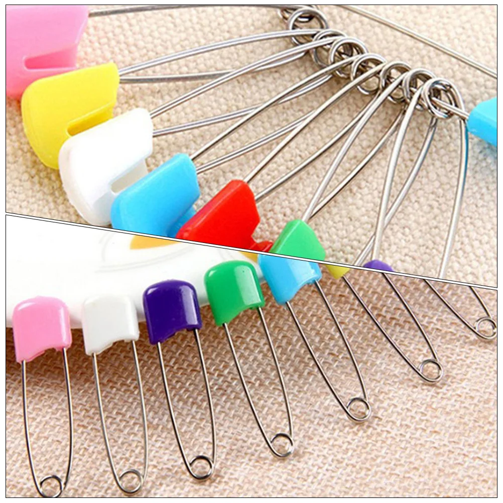 

50pcs Safety Pins Plastic Head Diaper Pin For Clothing Fastener Heavy Duty Pins For Clothes Bibs