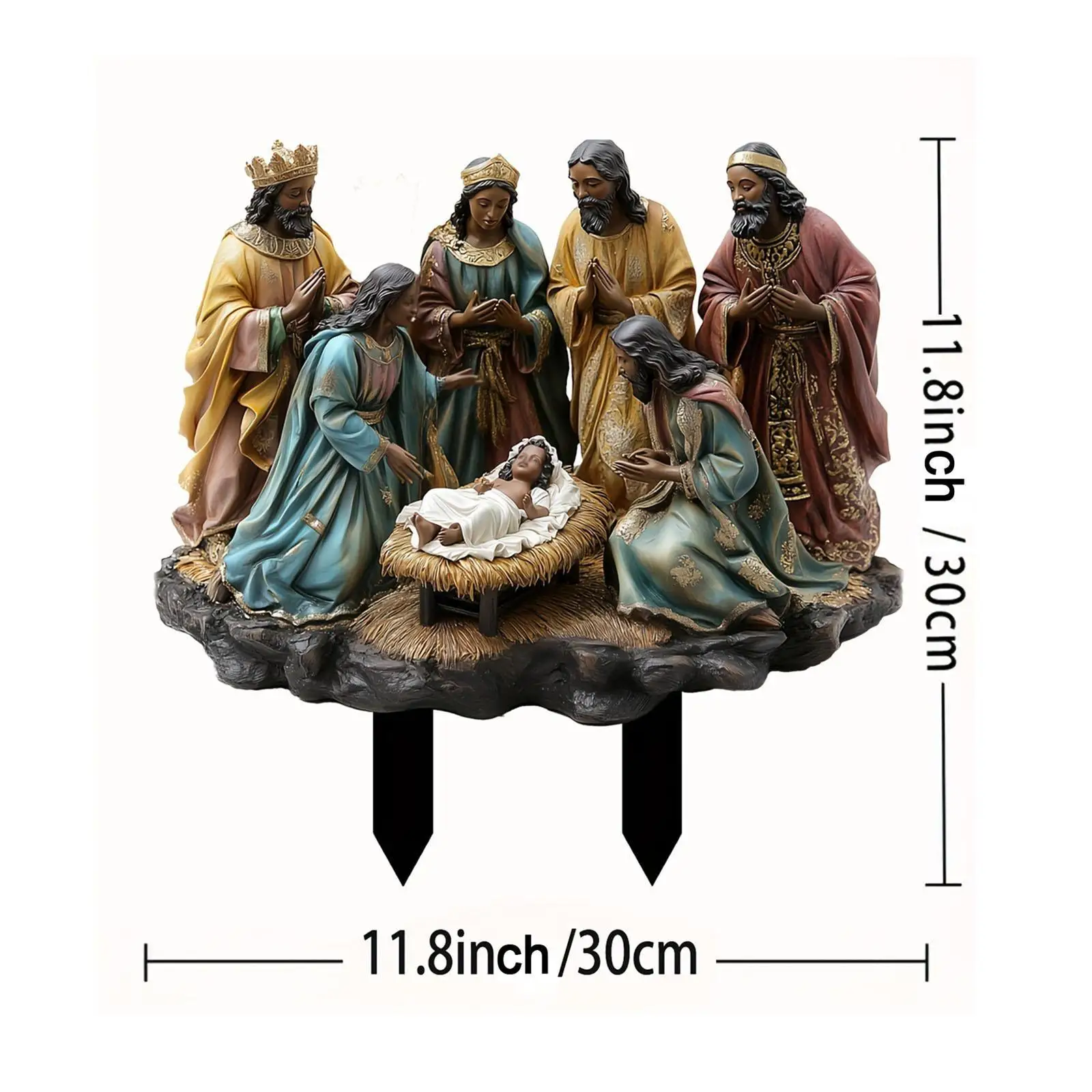 Jesus Nativity Scene Stake 2D Festival Walkway Christmas Yard Sign Stake Decor Hollow Nativity Scene Stake Xmas Yard Sign Stake