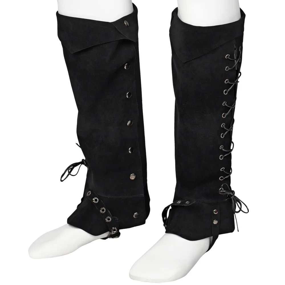 Medieval Victoria Shoes Boots Cover unisex Leg Guard Warm Suede Adult Gaiter Bandage Lace Up halloween carnival dress up party