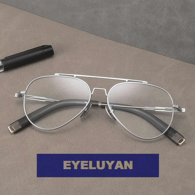 

EYELUYAN Men Aviator Eyeglass Frames Men Titanium Vintage Pilot Glasses Frame Spectacles Prescription Eyeglasses
