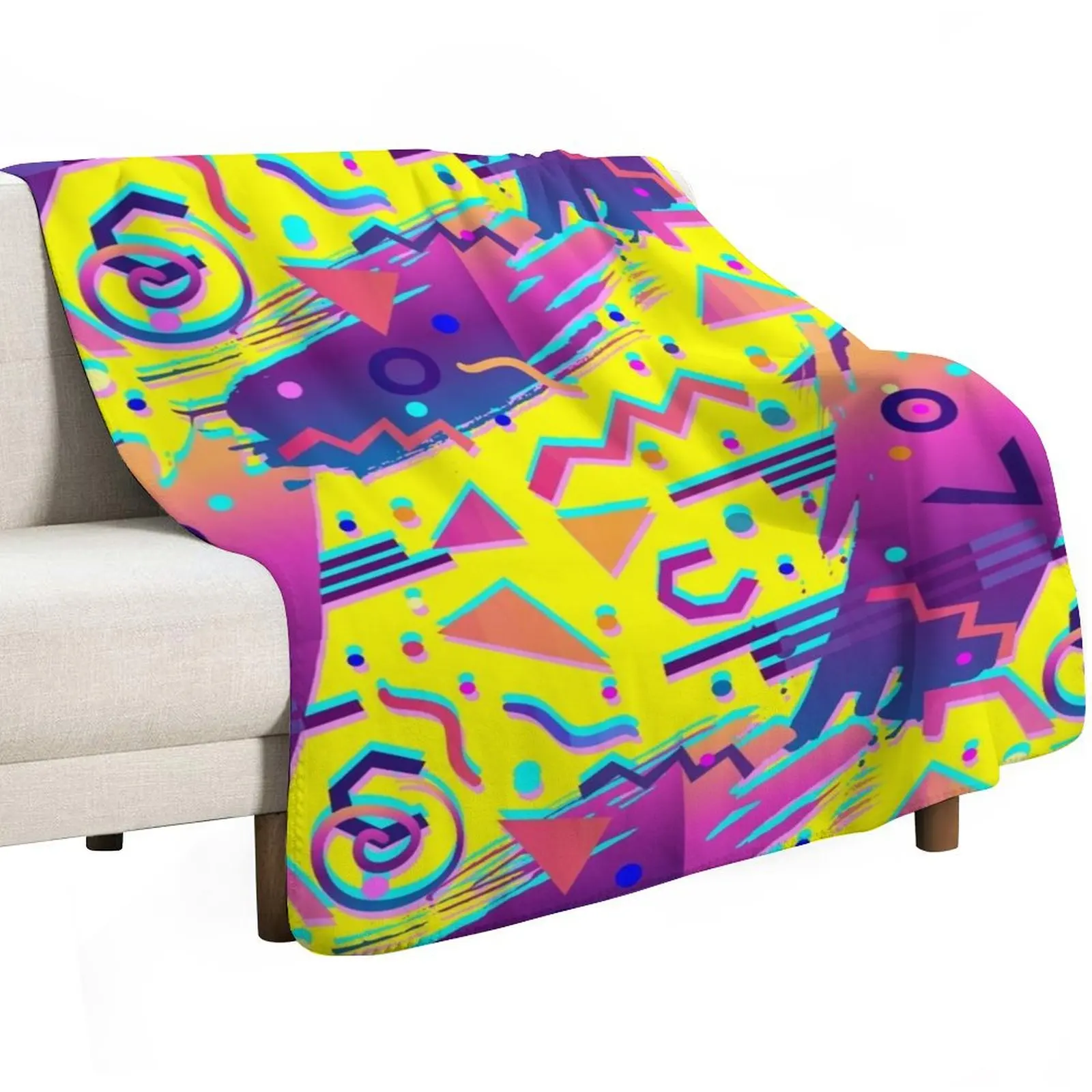 Eighties Retro Memphis Pattern Throw Blanket Durable Warm Blanket for Daily Home Use
