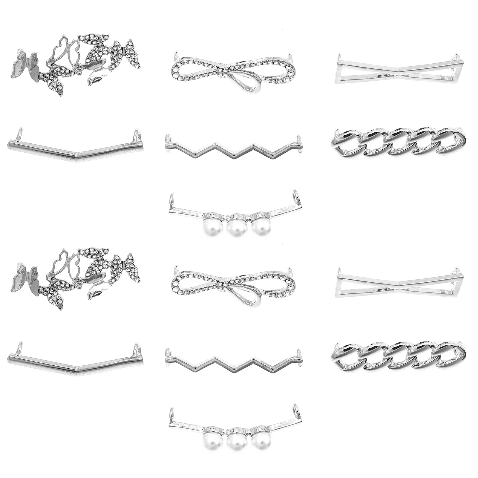 

7Pairs Alloy Metal Rhinestone Shoelace Buckles Creative Shoe Strap Clips Durable DIY Charms for Casual Sports Shoes