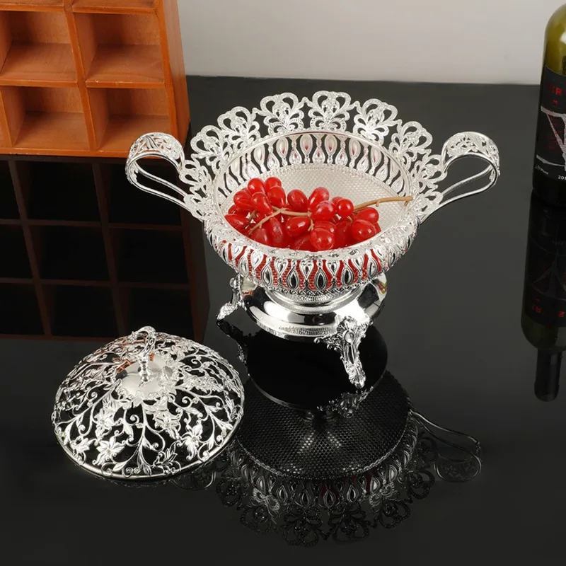 Pattern fruit plate new European style, covered fruit plate simple niche light luxury living room bedroom balcony ornament