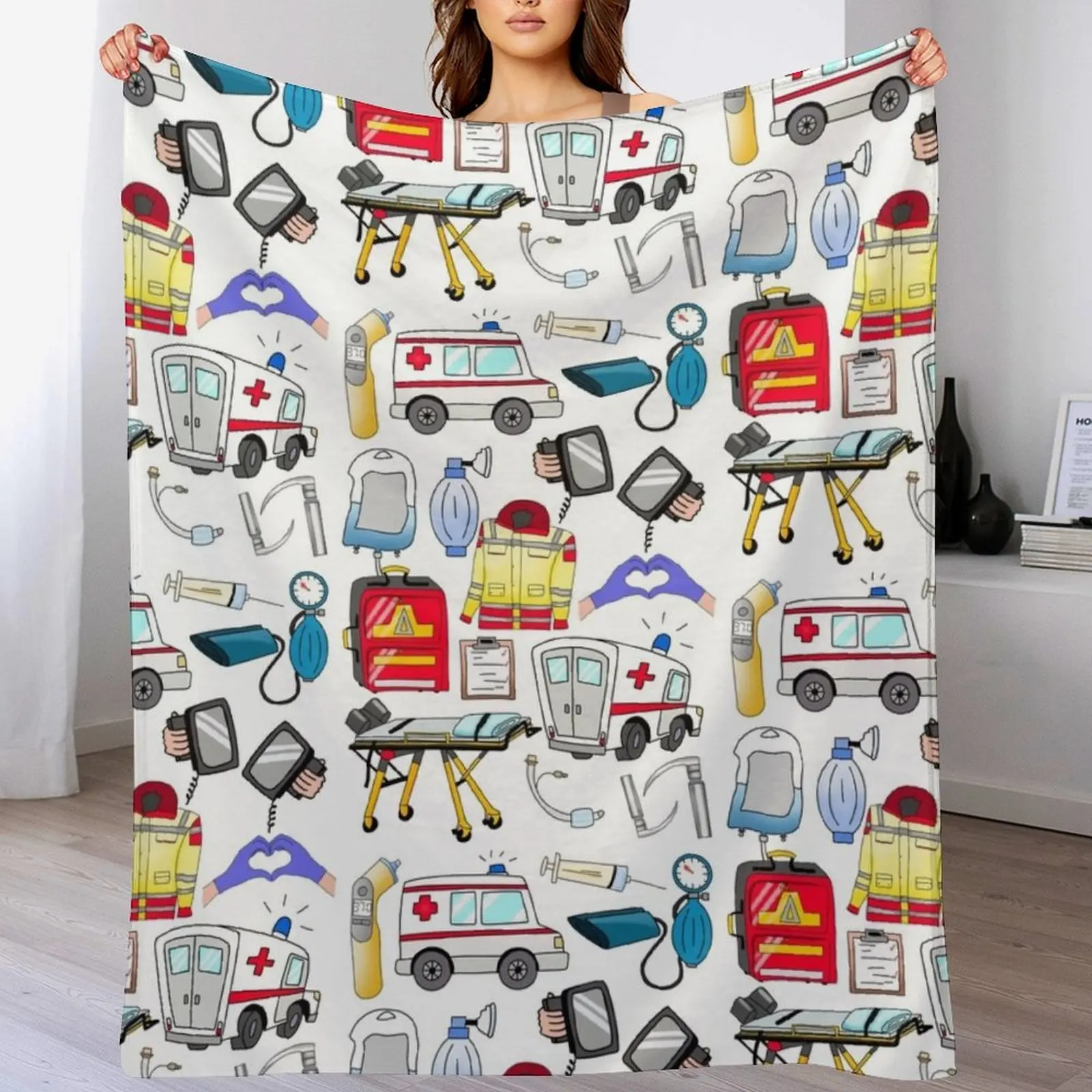 paramedic Throw Blanket Hairy Bed covers Decorative Sofas Cute Plaid Blankets