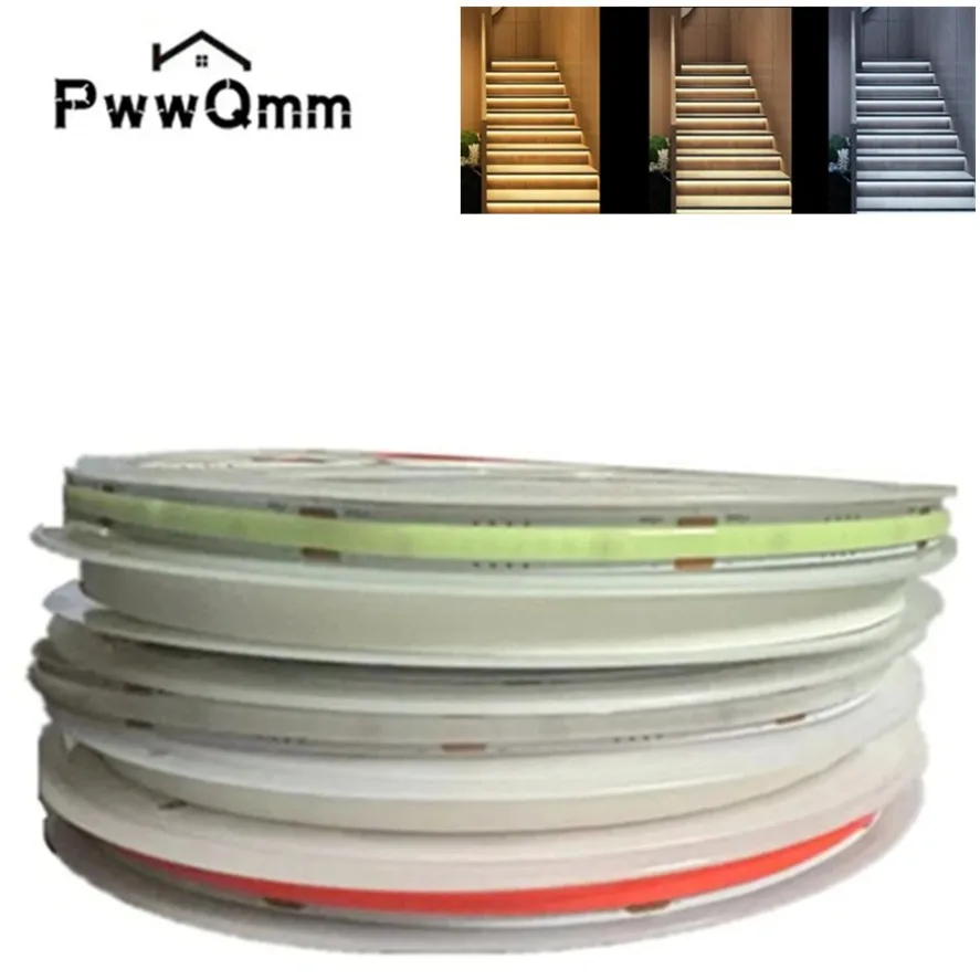 COB LED Strip Light High Density Linear Lighting 480/320Leds/m Flexible Tape Warm Natural  DC12 24V White Red Blue Green Decor