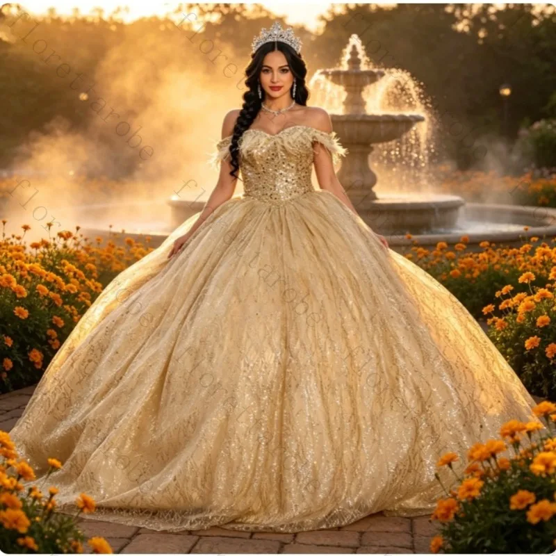 Customized Temperament Gorgeous Luxurious Shining Quinceanera Dresses Beading Tulle  Lace Princess Charming Fashion Ball Gown