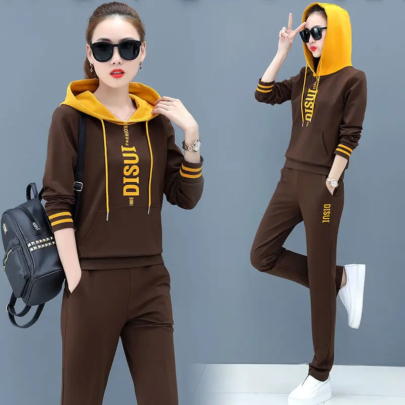 2024 Spring and Autumn Sports Suit Women's Casual Korean Version Loose Hooded Top Age Reduction Two-piece Set