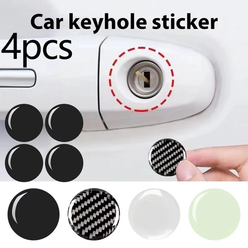 4pc Auto Exterior Door Lock Keyhole Decal Car Door Keyhole Protective Stickers Auto Door Lock Protection Self-adhesive Decals