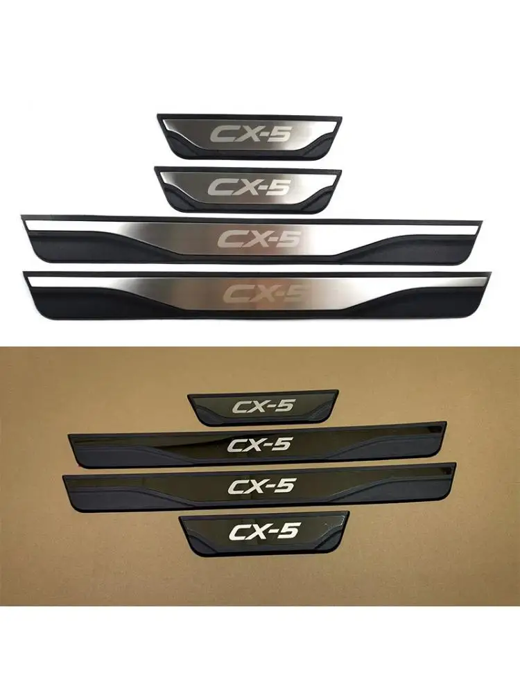 4 szt./zestaw ABS Stal Nierdzewna Nakładki na Progi Samochodowe Listwy Ozdobne Ochronne dla Mazda CX-5 CX5 CX 5 2012-2016 — 2