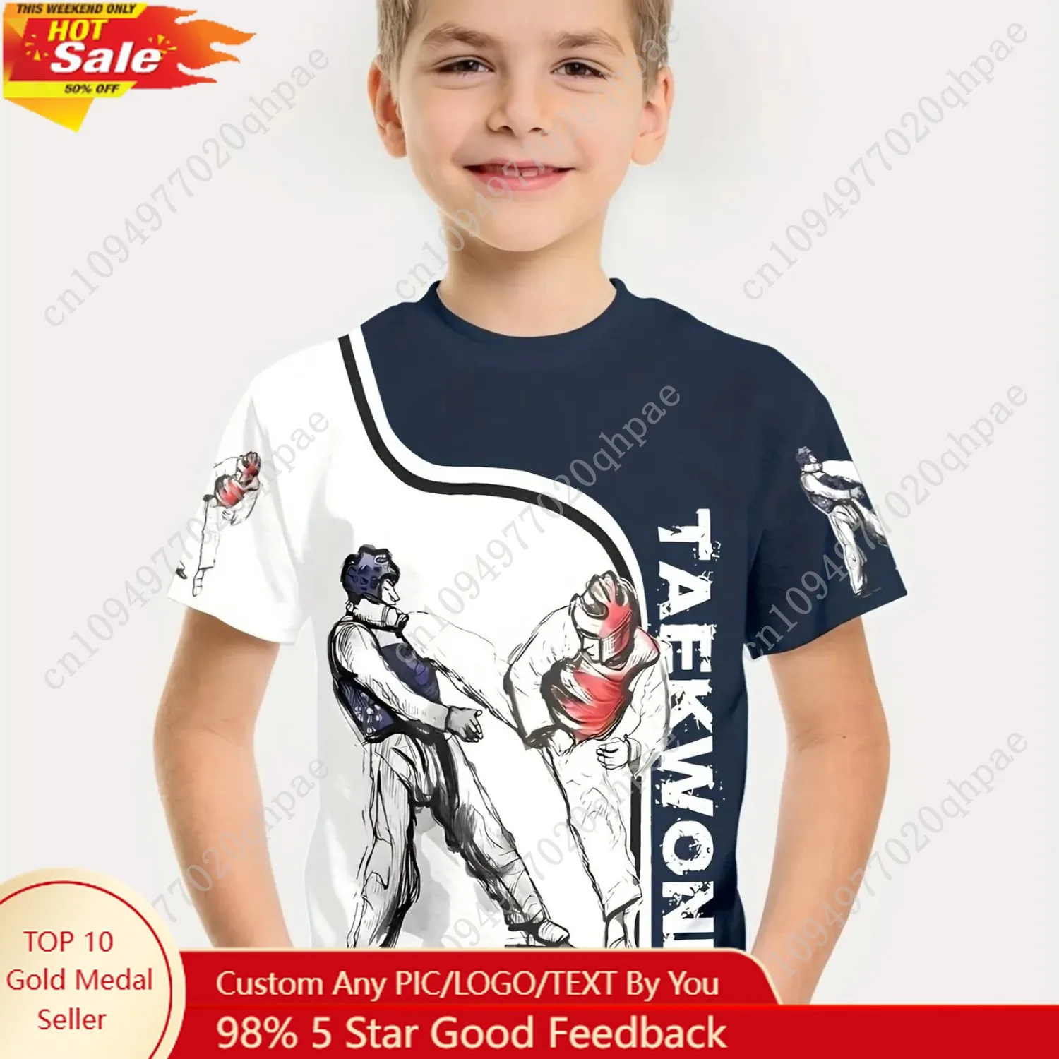 

Taekwondo Print Kids Boys Clothes Casual Short Sleeve Children T-Shirt Summer Clothes Stylish Outdoors Girl Clothes O-Neck Tops