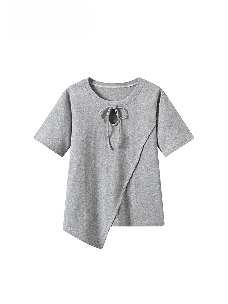 

Loose Casual Summer New Style Women's T-shirt plus Size Irregular Short Sleeve Fashionable Top for Plump Sister