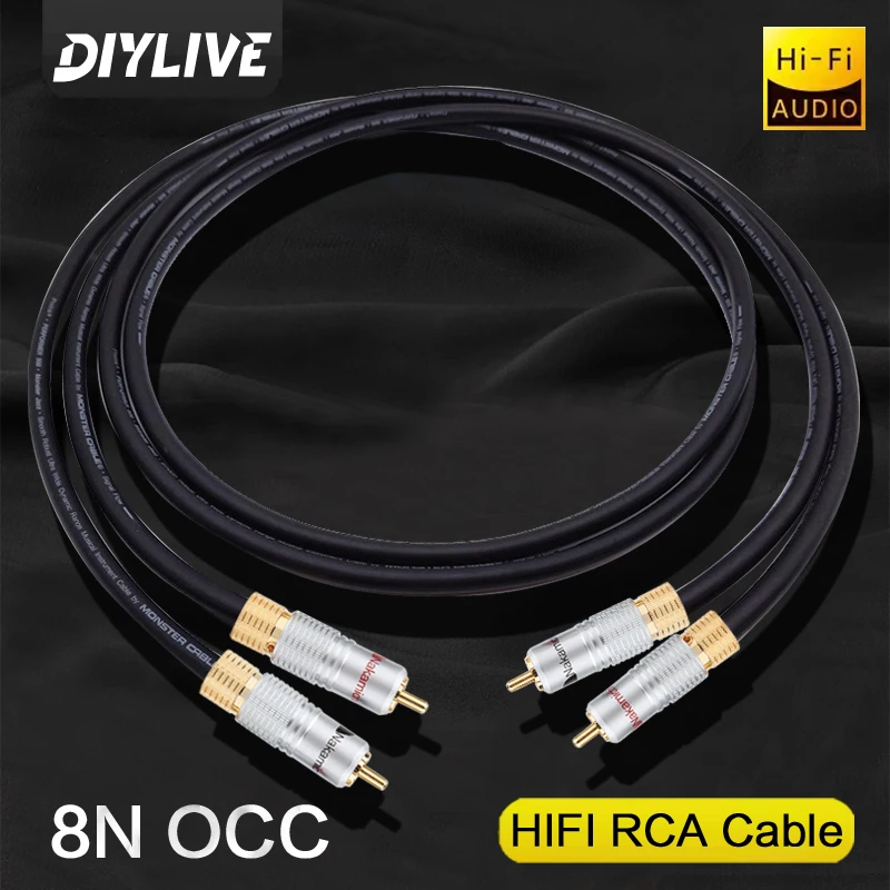 DIYLIVE Pure copper audio cable two core shielded signal cable Fever hifi audio cable Double RCA Lotus cable