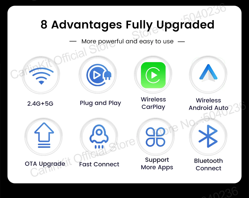 Mini Ultra 2 CarlinKit 5.0 Kabelloser CarPlay Android Auto Adapter Plug & Play WLAN Bluetooth Automatische Verbindung für OEM-Fahrzeuge – Detail 2