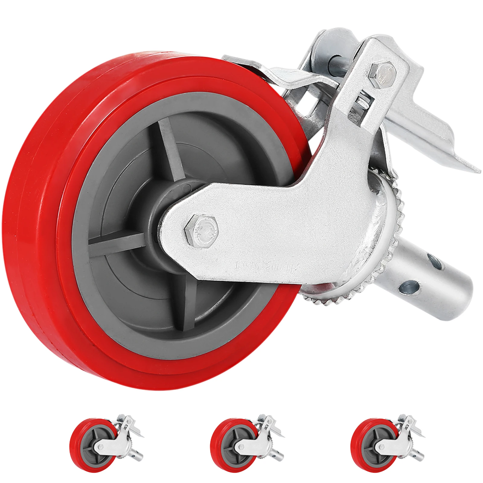 VEVOR Polyurethane Swivel Caster Wheels Set of 4 Scaffolding Casters Heavy Duty 3200lb Per Set Locking Stem Casters with Brake