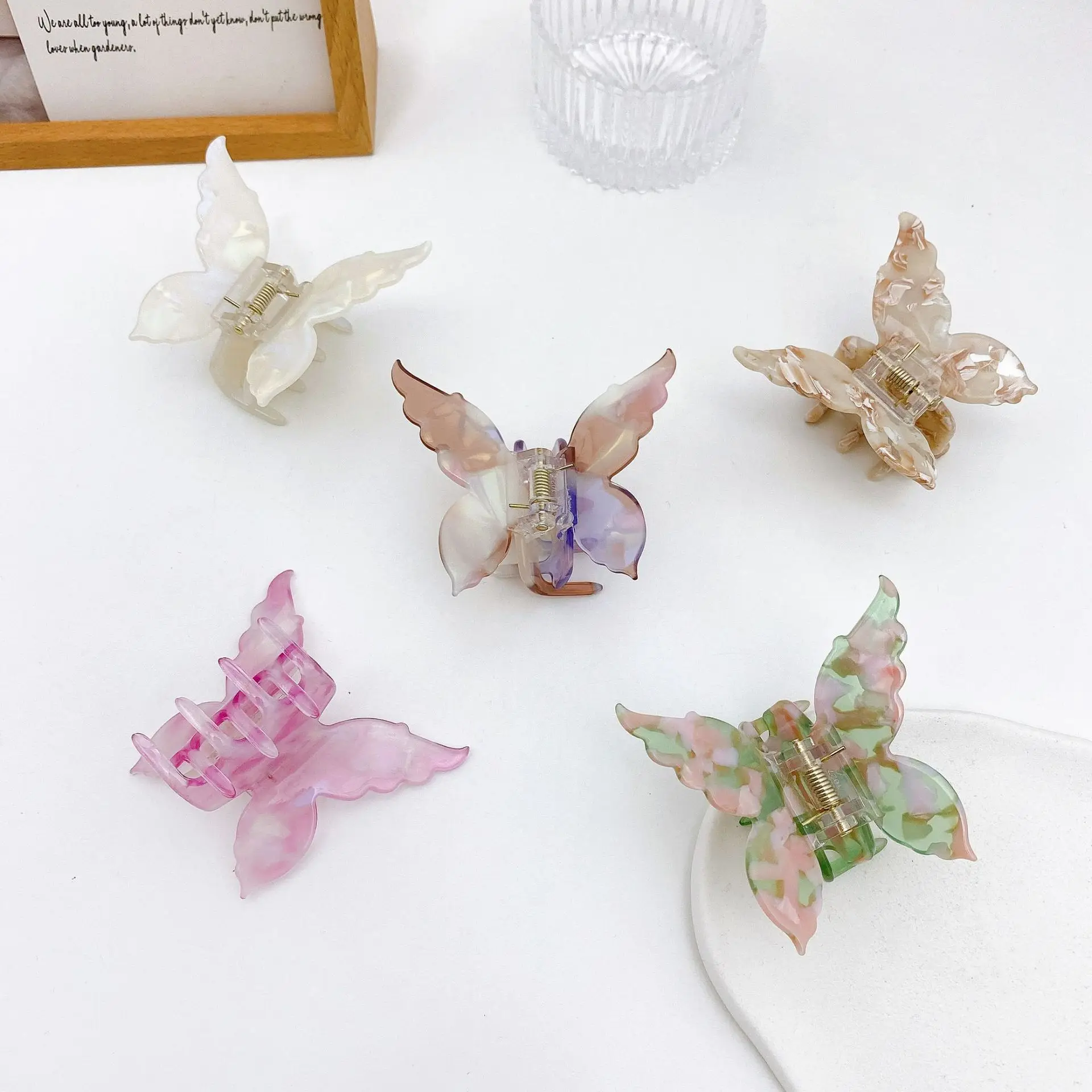 S2960  Colorful Butterfly Hairpin Hair Clips Women Girls Bobby Pin Acetic Acid Barrette Back Head Barrettes Hair Grab Headdress