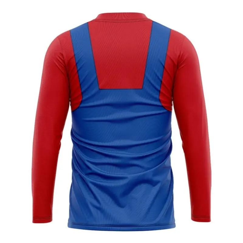 2027 Classic Cartoon Super Mario  V-neck Long Sleeved Shirt Adult Men and Women Home Printed Breathable Sports T-shirt