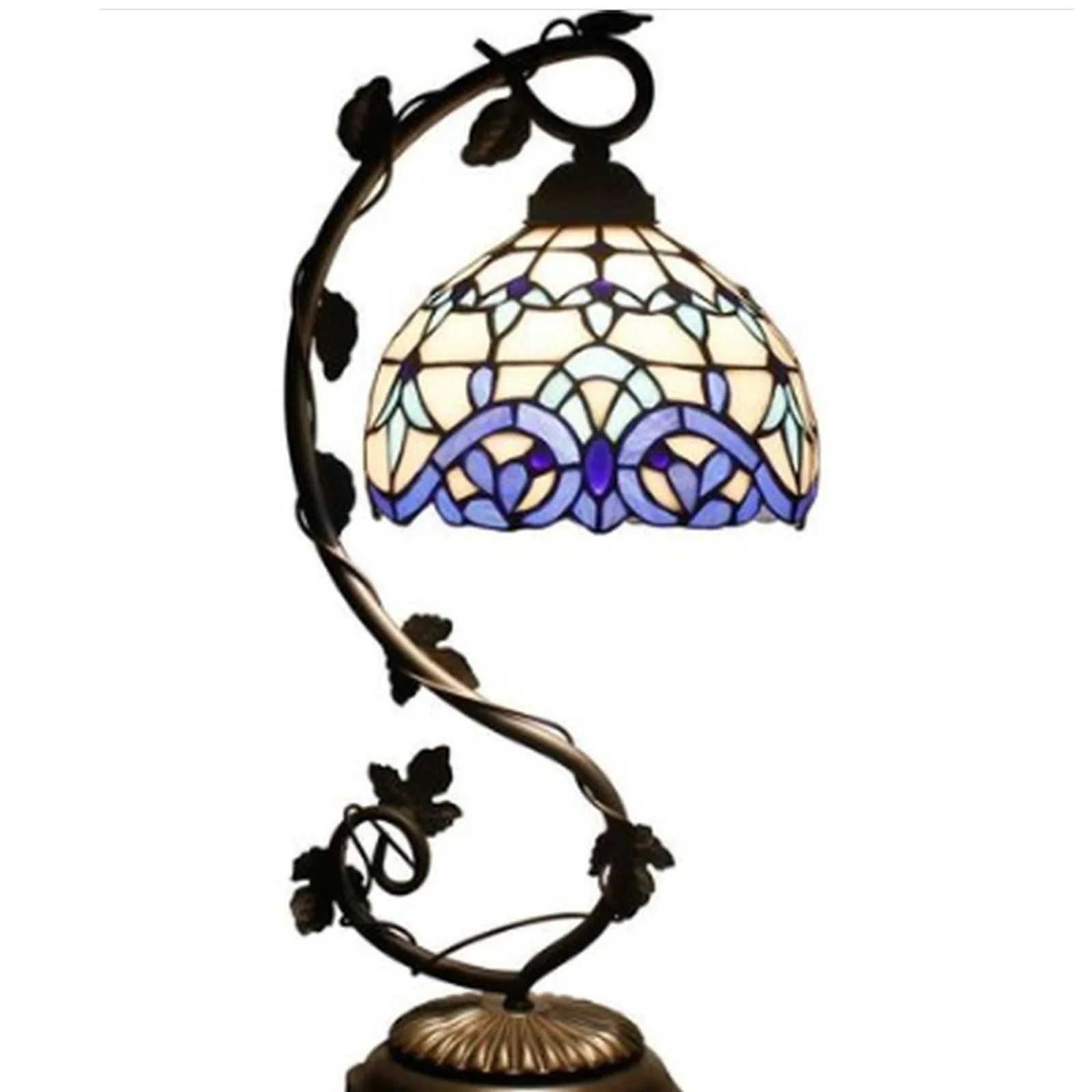 

8 Inch 20cm Stained Glass Shade Tiffany Vintage Desk Lamp