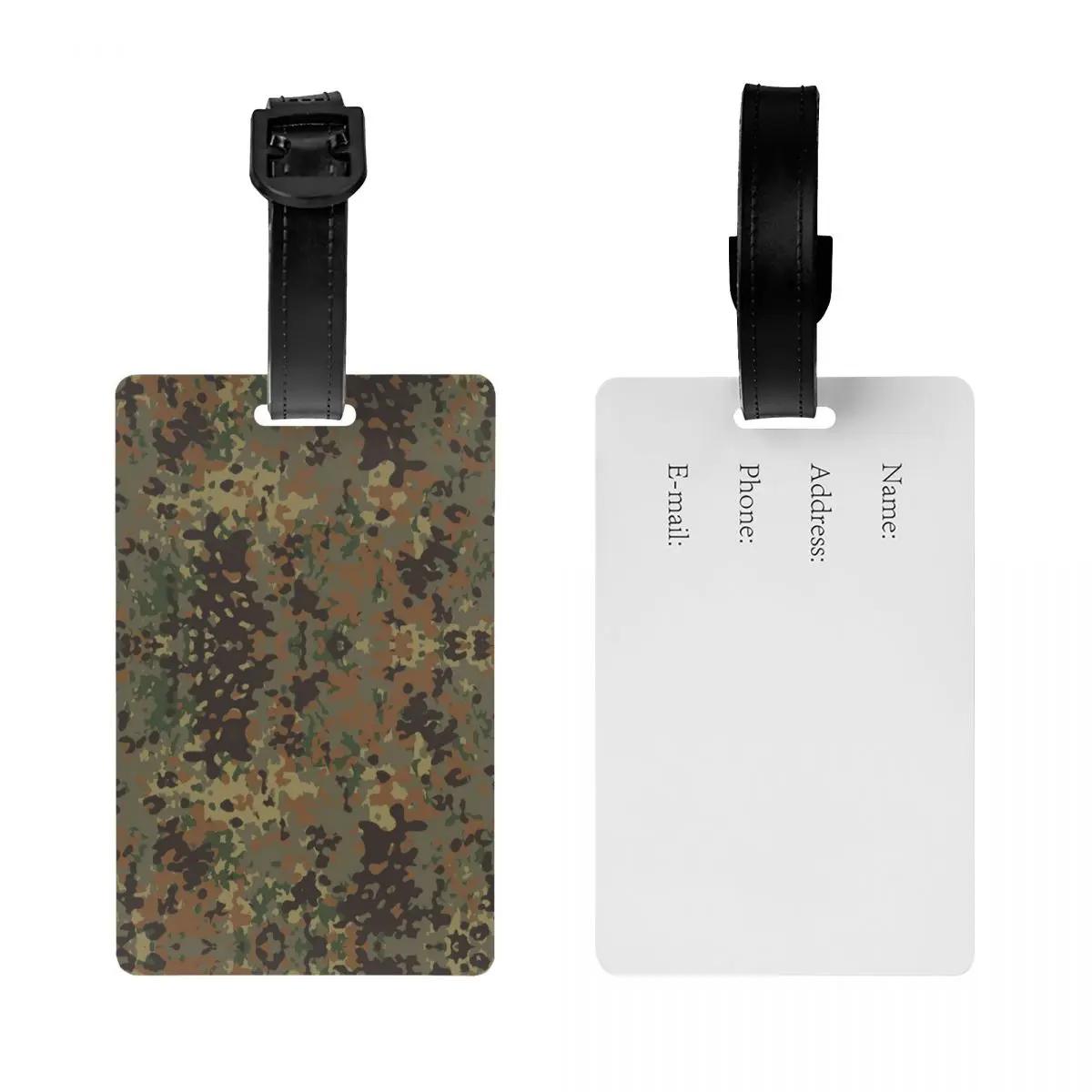 Flecktarn etiqueta de equipaje de camuflaje personalizada con tarjeta de nombre, cubierta de privacidad de camuflaje del ejército militar, etiqueta de identificación para bolsa de viaje, Maleta