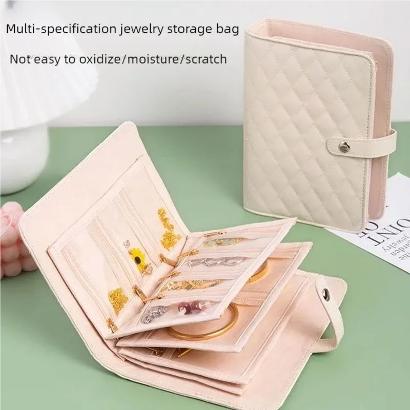 حقيبة تخزين مجوهرات السفر المحمولة منظم إكسسوارات ذهبية حامل مضاد للأكسدة للأساور والأقراط والقلائد والخواتم
