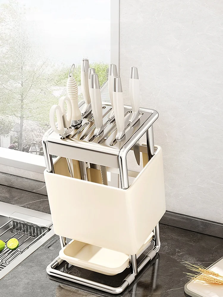 

2025 New Kitchen Knife Holder Carbon Steel Multi-Function Knife Storage Ra High Aesthetic Value Kitchen Countertop Knife Stand