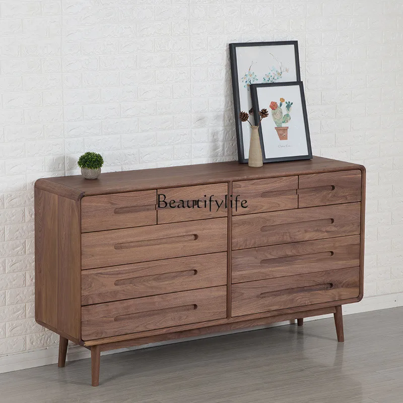 

ls 42 North American black walnut solid wood eight-bucket cabinet modern storage cabinet