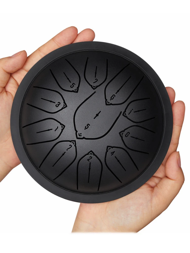 Hluru Overtone tambour à langue en acier 6 pouces 11 Notes clé D réservoir tambour Glucophone Handpan Instrument de méditation pour enfants cadeaux