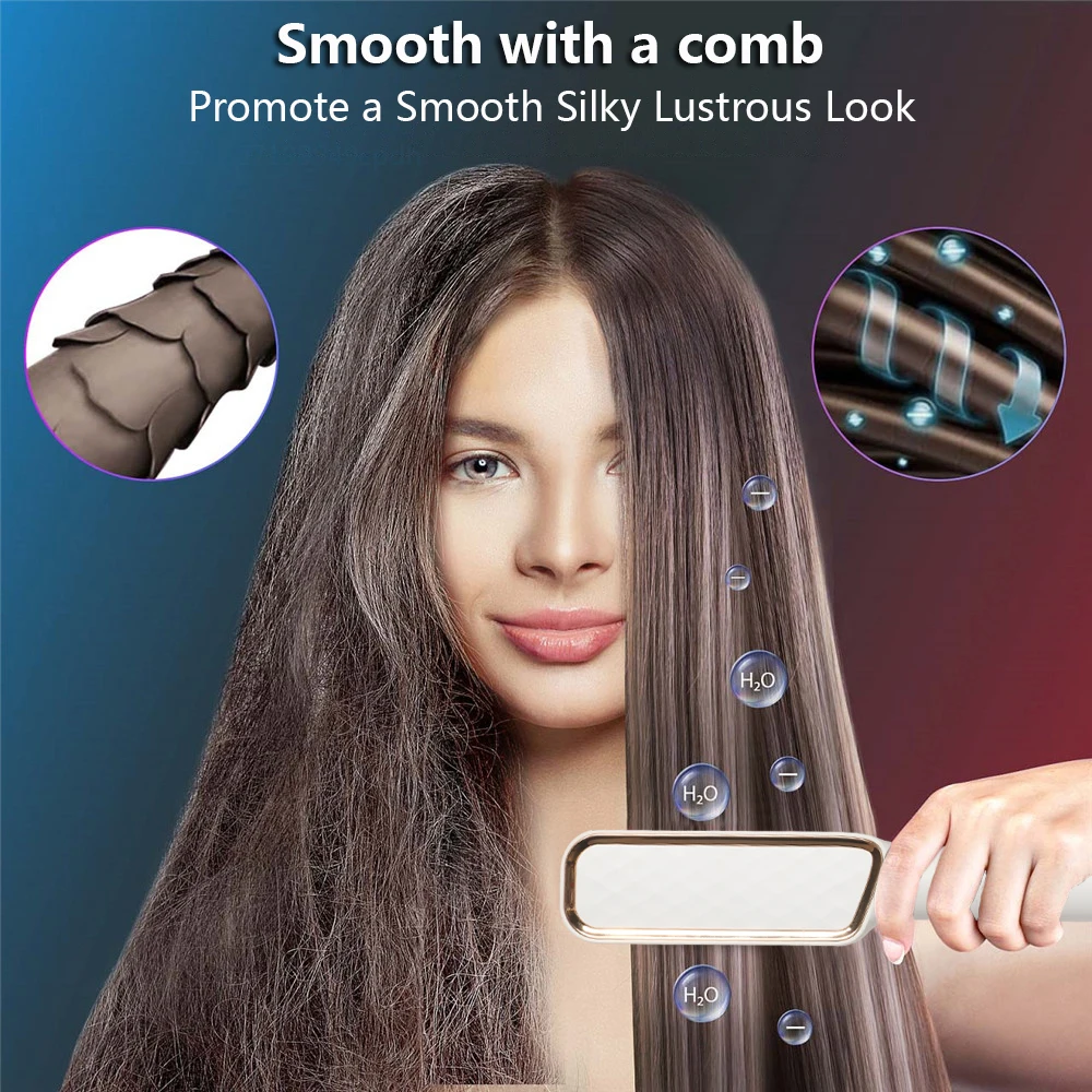 Hete Verkoop Stijltang Kam Haar Styling Krultang Ijzer Elektrische Stijlborstel Snelle Verwarming Anti-Scald Styler Curling