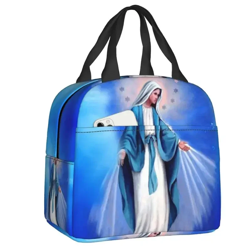 Virgin Mary Insulated Lunch Bag for Camping Catholic Christian Thermal Cooler Bento Box Women Kids Food Container Tote Bags