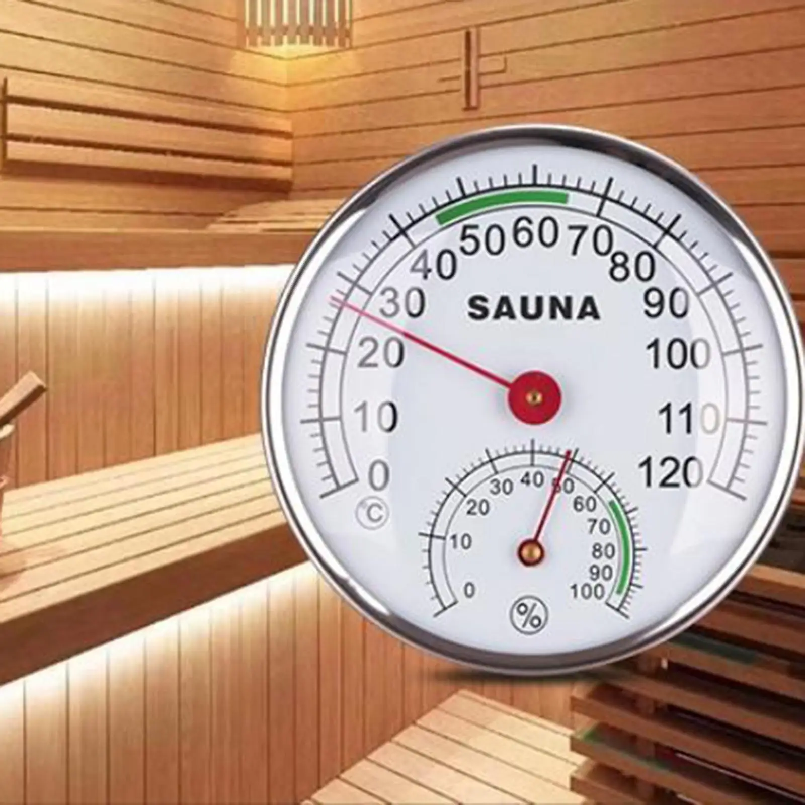 Sharplace Wall Hanging Analog Sauna Thermometer and Hygrometer 12.5cm Diameter