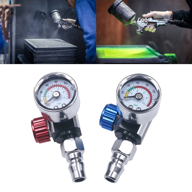 1/4” Paint Gun-Air Pressure Regulator Pressure Gauge 0 to 140 Adapter Pneumatic Tool Accessories for Spray-Gun