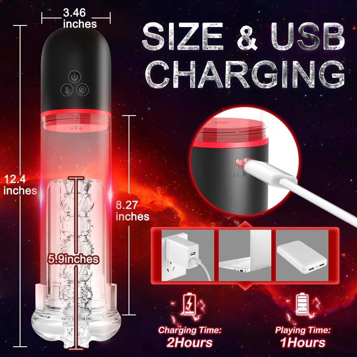 Automatic Penis Pump Penis Enlarger Extender IPX7 Waterproof Vacuum Pump 3 Suction Male Masturbator Sex Toys for Men Bigger