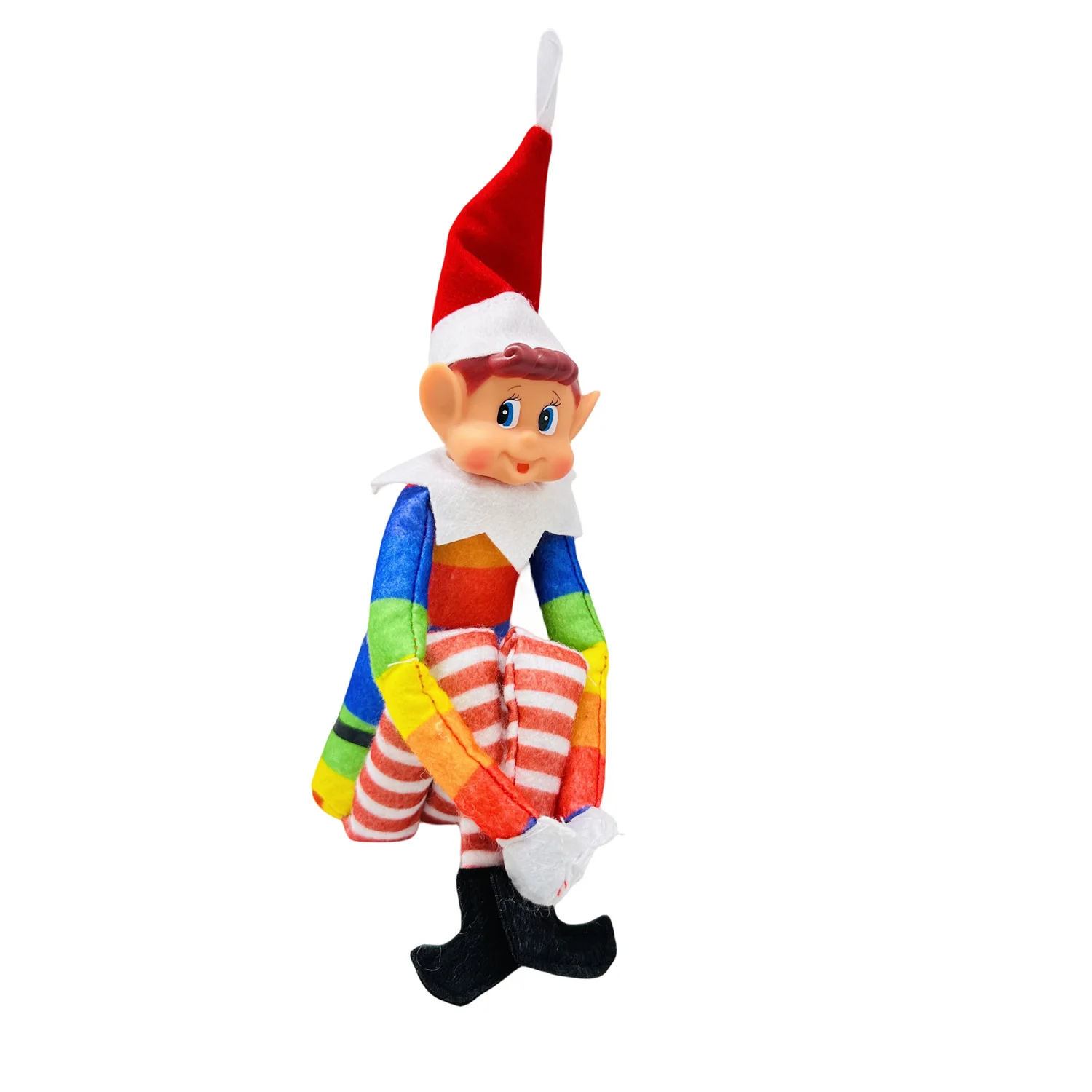 Bambola elfo di natale da 40cm per bambini Mini bambole elfo giocattolo per natale posable Little Elf Shelf Sitters con gambe pendenti