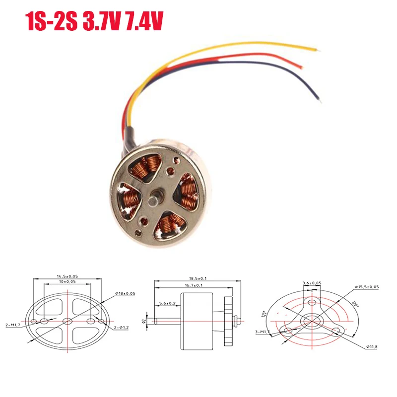 

1S-2S 3.7V 7.4V 15000KV Tiny 14mm 3-phase Brushless Motor High Speed Engine 1.5mm Shaft For RC Drone Fan Radiator Motor