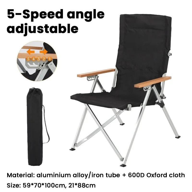 DIVEDEER Outdoor-Möbel, Liegestuhl mit hoher Rückenlehne, leicht, faltbar, tragbar, verstellbar, Campingstuhl 4
