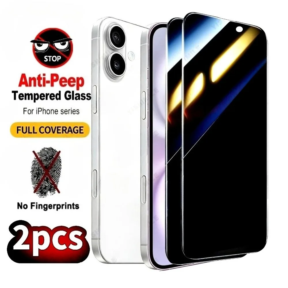 

2Pcs Full Cover Privacy Tempered Glass for iPhone 17 16 15 14 Pro Max Air 16 15 Plus 13 12 11 Pro Anti-Scratch Screen Protector