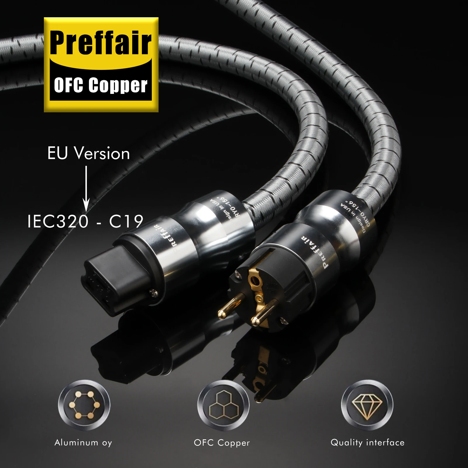 HIFI C19 20A Stromkabel OFC-Leiter Audio-Stromkabel EU/US/AU/UK Netzkabel-Stecker für Audiophile Lautsprecher Verstärker CD – Detail 3