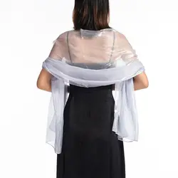 Fashion Solid Color Silky Shawls and Wraps Sunscreen Soft Long Shiny Cloak Scarves Transparent Organza Wedding Bridal Shawl