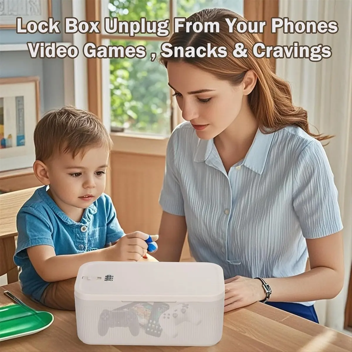 N14R Top Lockable Storage Box, Locking Medicine Box, Cell Phone Locked Jail, Containers Bin for Personal Refrigerator Home Beige