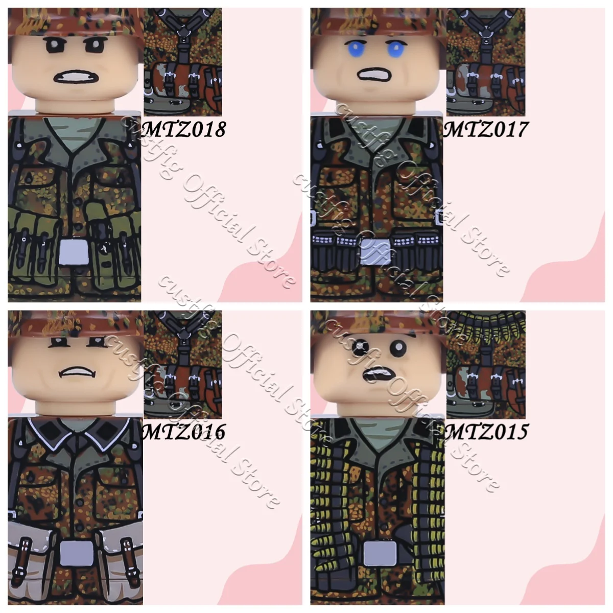 MOC Militär Armee Soldaten Figuren Zubehör Bausteine Infanterie Deutsche Preußische Tarnfarben Krieger Gewehr Bausteine Jungen Spielzeug Geschenk