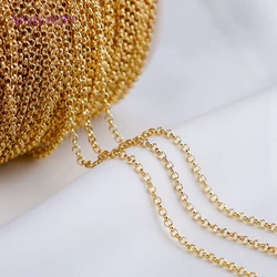 4 Sizes 14K Gold Plated Round Link Chain,Brass Metal O Style Necklace Chains For Women Jewelry Making Findings