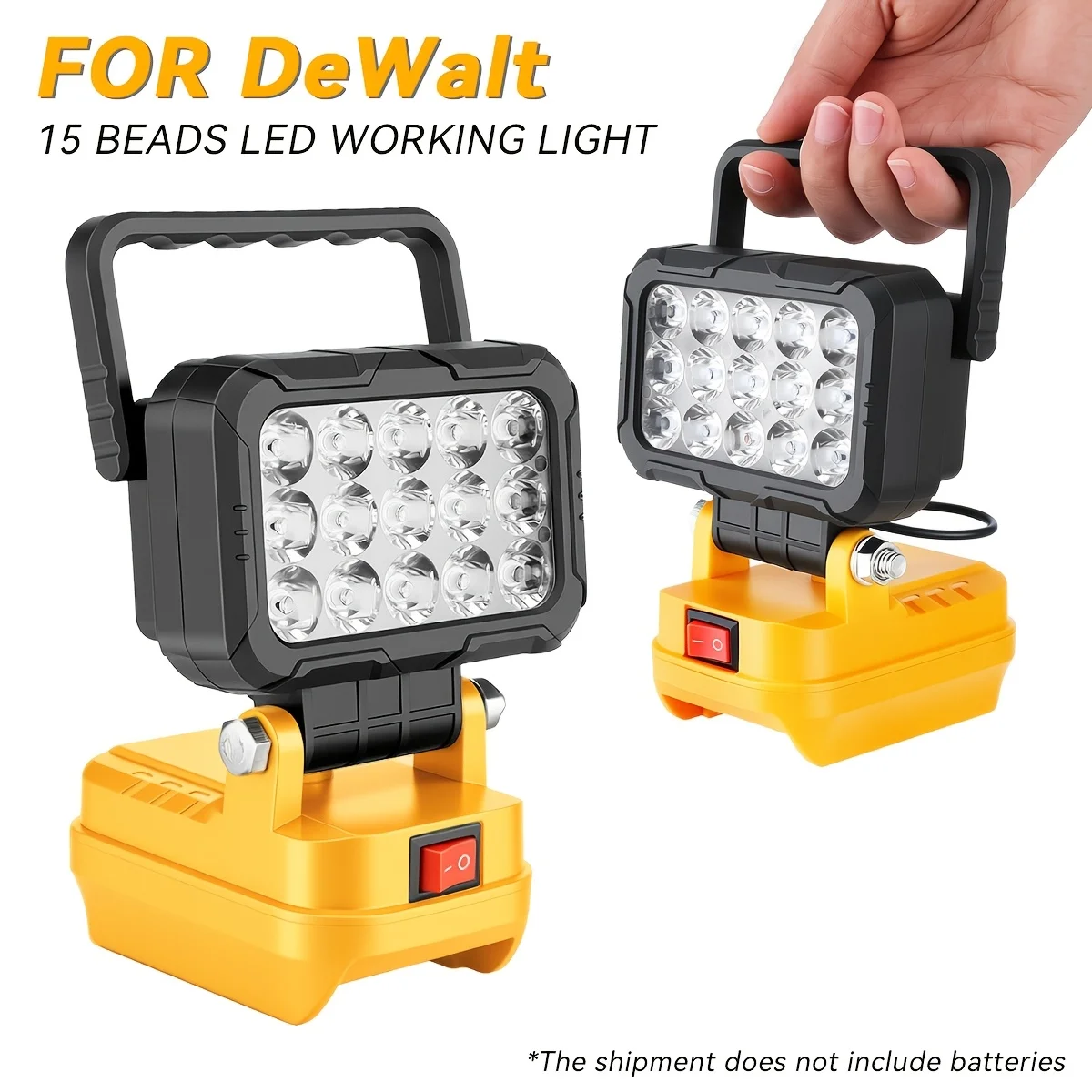15-LED Work Light Compatible with DeWalt 20V Batteries, Adjustable Spotlight for Home, Outdoor and Jobsite Use, Battery Excluded