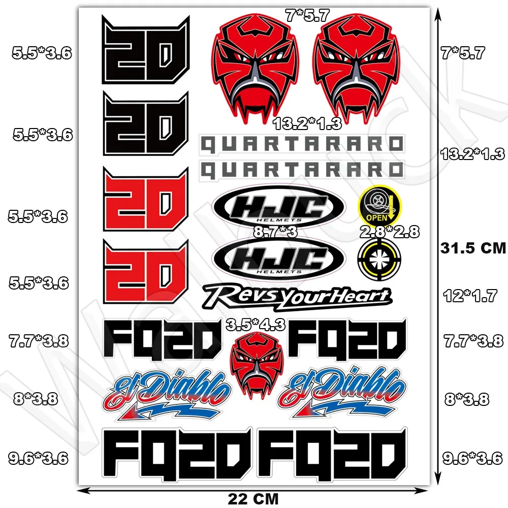 Racing Motorfiets Reflecterende Stickers Rijder Nr. 20 Fabio Quartaro Helm Sticker Vizier Voorruit Glazen Lens Waterdichte Stickers