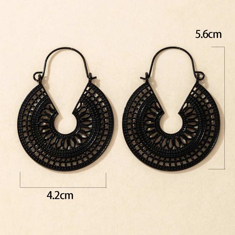 Tocona Ethnic Indian Tribal Carve Mandala Flower Drop Dangle Earring for Women Vintage Boho Silver color Earrings Brincos 5673