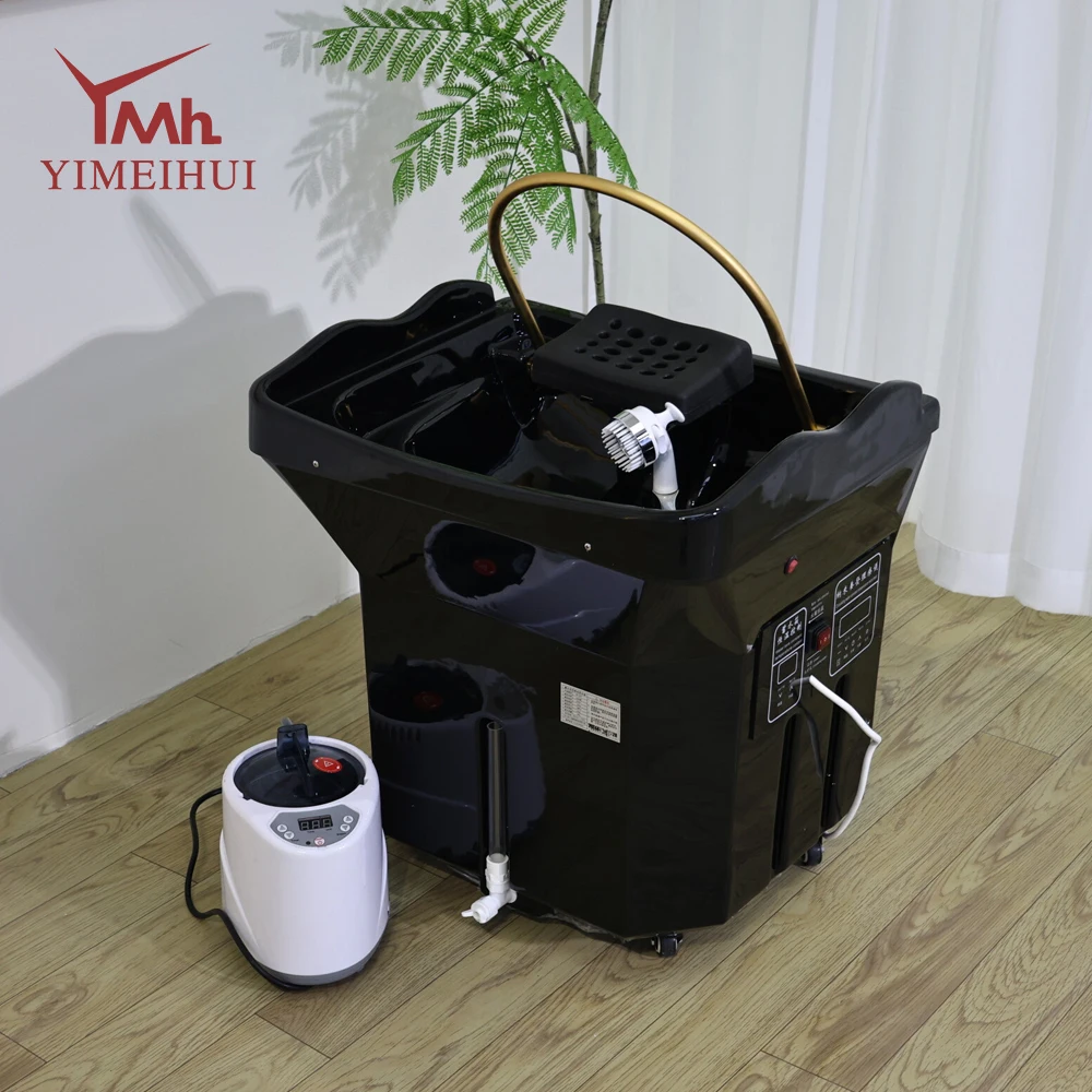 

Hair Salon Equipment Shampoo Sink with Water Heating Head Therapeutic Shampoo Sink with Steamer