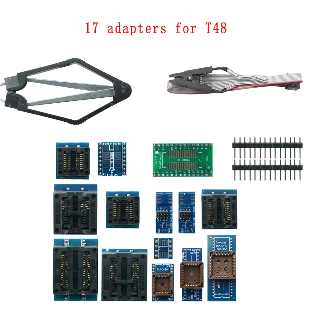 Original XGECU Adapters for T48 (TL866-3G) Programmer Full Kit + 39 Sockets SOP8/SOP16/PLCC Extracteur/PLCC32/PLCC44/PLCC20